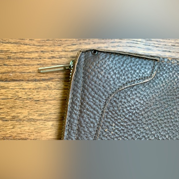 Vintage Brown Pebbled Leather Brief Divider Zip Corner Protector Full-grain - Picture 3 of 10